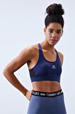 Tommy Life İndigo Çapraz Sırt Detaylı Slim Fit U Yaka Pedli Kadın Spor Büstiyer - 97121 | L