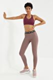 Bordo Çapraz Sırt Detaylı Slim Fit U Yaka Pedli Kadın Spor Büstiyer - 97121 | XL