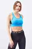 Tommy Life Turkuaz Çapraz Sırt Detaylı Slim Fit U Yaka Pedli Kadın Spor Büstiyer - 97121 | S