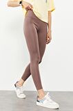 Gül Kurusu Yüksek Bel Streç Slim Fit Dar Paça Kadın Tayt - 94545 | L