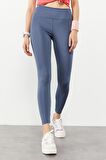 Petrol Yüksek Bel Streç Slim Fit Dar Paça Kadın Tayt - 94545 | M