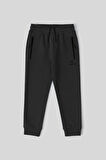 Antrasit Melanj Erkek Çocuk Jogger Fermuarlı Cep Standart Kalıp Manşetli Eşofman Alt - 64042