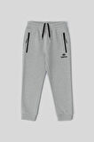 Gri Melanj Erkek Çocuk Jogger Fermuarlı Cep Standart Kalıp Manşetli Eşofman Alt - 64042