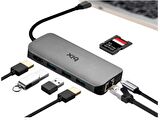 Bix Type-C to HDMI Ethernet USB 3.0 PD Kart Okuyucu Dönüştürücü Adaptör
