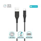 Bix Güçlendirimiş Micro USB Şarj ve Data Kablosu Siyah