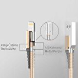 Bix Güçlendirimiş Apple Lightning Şarj ve Data Kablosu Gold