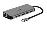 Bix Type-C to HDMI VGA Ethernet 3.5mm Jack USB 3.0 PD Kart Okuyucu Dönüştürücü Adaptör