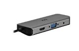 Bix Type-C to HDMI VGA Ethernet 3.5mm Jack USB 3.0 PD Kart Okuyucu Dönüştürücü Adaptör