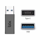 Bix ADP-03 USB-A 3.0 to Type-C 5A Hızlı Şarj Destekli Çevirici Dönüştürücü Adaptör