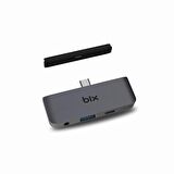 Bix BX16HB 4K HDMI Type-C Thunderbolt 3.0 Dönüştürücü Hub Macbook USB 3.5mm AUX Çevirici