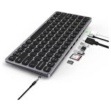 Bix 9in1 HUB Özellikli Çok Fonksiyonlu Kablolu Klavye 3x USB 3.0+4K HDMI+PD+Micro SD+3,5mm Aux Mic Girişi