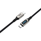 Bix Type-C to Type-C 240W 480Mbps E-Marker Çip Dijital Ekran Göstergeli Örgülü Şarj ve Data Kablosu 1 Metre