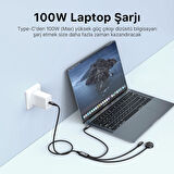 Bix 100W Type-C Lightning ve Apple Watch için 3’ü 1 Arada Çoklu Şarj ve Data Kablosu Koyu Gri 1.2 Metre