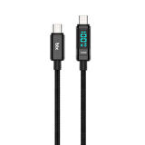Bix Type-C to Type-C 100W 480Mbps E-Marker Çipli LED Dijital Ekranlı Şarj ve Data Kablosu 1 Metre Siyah