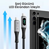 Bix USB4 Thunderbolt 4/3 Uyumlu PD 240W 40Gbps 8K 60Hz Ultra HD Dijital Ekran Göstergeli Şarj, Data ve Görüntü Kablosu 1 Metre