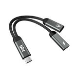 Bix ADP-13 Type-C to Çift Type-C Adaptör ve 15W Hızlı Şarj Dönüştürücü