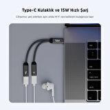 Bix ADP-13 Type-C to Çift Type-C Adaptör ve 15W Hızlı Şarj Dönüştürücü