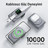 Bix TPB16 10.000 mAh OLED Ekranlı Manyetik Kablosuz Powerbank 20W PD Hızlı Şarj ve 15W MagSafe Gri