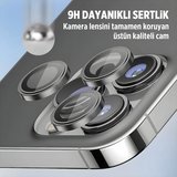 Bix iPhone 15 Pro / 15 Pro Max Lens Koruyucu Kamera Lensi 9H Gerçek Cam Crystal AR+AF Beyaz Titanyum
