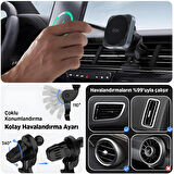 Bix BXCH10 15W Kablosuz Şarj Destekli 180° Ayarlanabilir Manyetik Araç İçi Telefon Tutucu