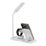 Bix BXMW8 3’ü 1 15W Kablosuz MagSafe Şarj Standı Telefon TWS Kulaklık Akıllı Saat iPhone AirPods Apple Watch Uyumlu LED Lambalı