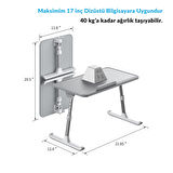 Bix Saiji AL30 Ayarlanabilir Laptop Standı Ergonomik Tasarım 17 İnç Uyumlu Taşınabilir Masa Gri