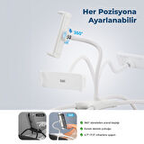 Bix Saiji Q2T Telefon Tablet Standı Yatak Masa Araba Kullanımı İçin Ayarlanabilir ve Dayanıklı Tasarım Beyaz