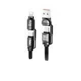 Bix 240W USB-A ve USB-C ve Lightning Çok Fonksiyonlu Askı İpli Premium Örgü 1.5 Metre Yüksek Hızlı Şarj ve Veri Kablosu Mavi