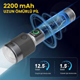 Bix BX5141FL 1450 Lümen 30W Led El Feneri Teleskopik Zoom Sos Modlu Metal Gövdeli Şarj Edilebilir Uzun Menzilli Flashlight