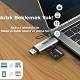 Bix ADP-11 Type-C ve USB 3.2 SD ve Micro SD OTG Hafıza Kartı Okuyucu