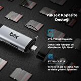 Bix ADP-11 Type-C ve USB 3.2 SD ve Micro SD OTG Hafıza Kartı Okuyucu