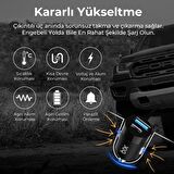 Bix 65W Type-C PD 3.0 ve USB-A Çift Portlu Araç içi Hızlı Şarj Cihazı Siyah