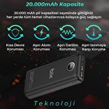 Bix PB201 20000 mAh Hızlı Şarj Powerbank Siyah 