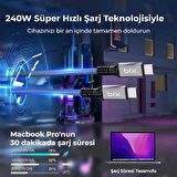 Bix USB4 Thunderbolt 3/4 Uyumlu USB-C IF Sertifikalı 240W 40Gbps 8K 60Hz UHD Hızlı Şarj, Data ve Görüntü Aktarım Kablosu 1 Metre