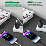 Bix BX2P65G 65W GaN USB-C + USB-A Şarj Aleti iPhone iPad PD PPS Type-C Hızlı Şarj Cihazı Siyah