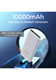 Bix BXPB11 10000MAH 20W Pd Type-C ve Usb-A Scp 22.5W Qc 3.0 18W Çift Çıkışlı LED Ekranlı Powerbank Beyaz