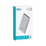 Bix 10000mAh 20W PD Type-C ve USB-A SCP 22.5W QC 3.0 18W Çift Çıkışlı LED Ekranlı Powerbank Beyaz