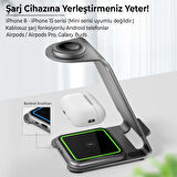 Bix 15W 3’ü 1 Arada iPhone Apple Watch AirPods Uyumlu Ultra İnce Manyetik Kablosuz Şarj İstasyonu