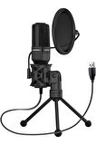 SF-777 Kayıt Condenser Pop Filtre Kardioid Mikrofon + Tripod