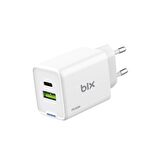Bix BX2P46G 45W GaN USB-C + USB-A Şarj Aleti iPhone iPad PPS PD Type-C Hızlı Şarj Cihazı Beyaz