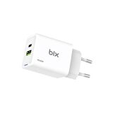 Bix BX2P46G 45W GaN USB-C + USB-A Şarj Aleti iPhone iPad PPS PD Type-C Hızlı Şarj Cihazı Beyaz