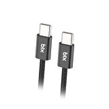 Bix Type-C to Type-C 60W Örgülü Şarj ve Data Kablosu 1 Metre Siyah