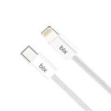 Bix BX03CL 27W Type-C to Lightning iPhone Örgülü Data ve Şarj Kablosu Beyaz 1 Metre