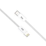 Bix BX03CL 27W Type-C to Lightning iPhone Örgülü Data ve Şarj Kablosu Beyaz 1 Metre