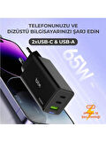 Bix Bx3p66g Gan 65w 2xtype-c 1X Usb 3 Portlu Hızlı şarj adaptörü 