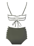 Cut Out Kesimli Bikini Mat Yeşil