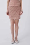 Drape Tüllü Mini Etek   Pudra