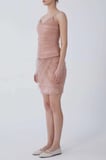 Drape Tüllü Mini Etek   Pudra