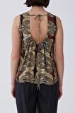 Kolsuz Floral Desen Bluz Orijinal
