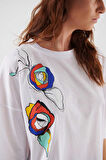 Baskılı T-Shirt   Beyaz